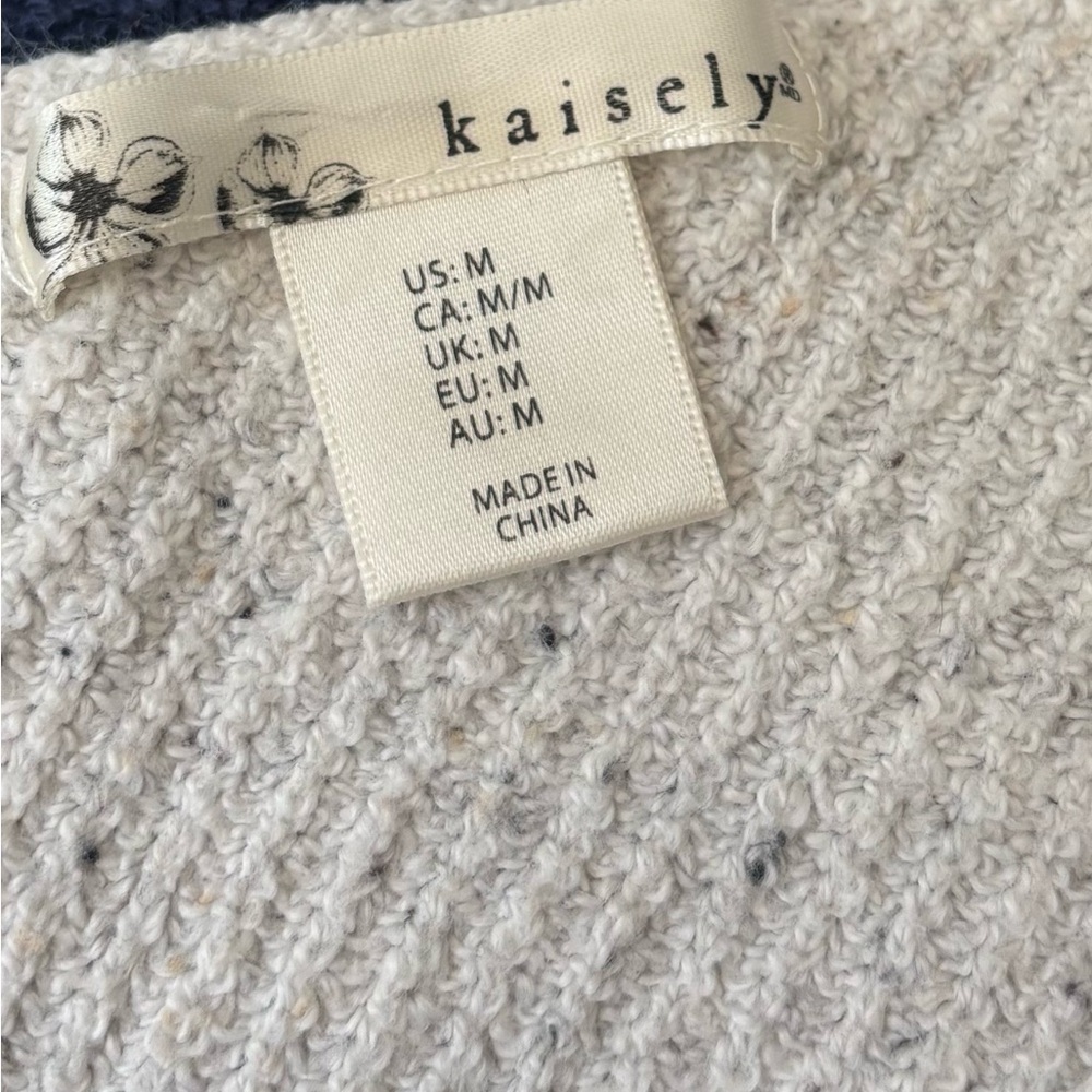 Kaisely For Anthropologie Womens Beige Speckled V Neck Seamed Sweater Sz Medium - Picture 3 of 5